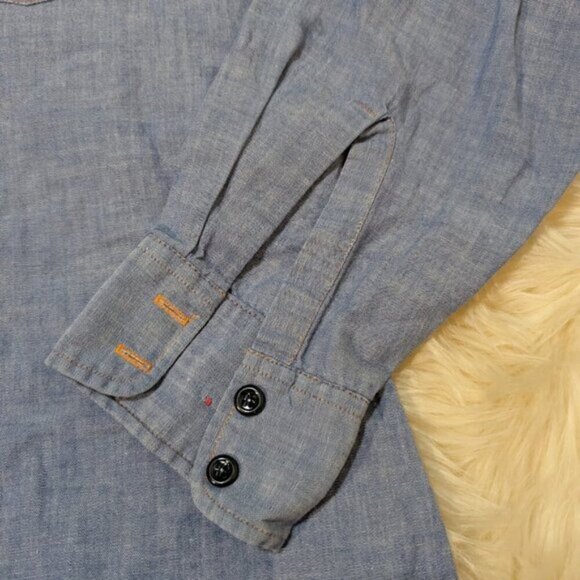 Vtg 70's Levi's Chambray Embroidered Western Button Down Shirt - Picture 2 of 12